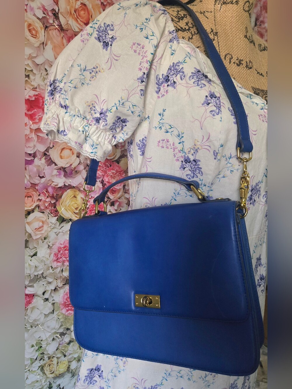 J Crew Edie Cobalt Blue 100% Cow Leather Top-Handle Satchel Bag Ladylike - Picture 10 of 13